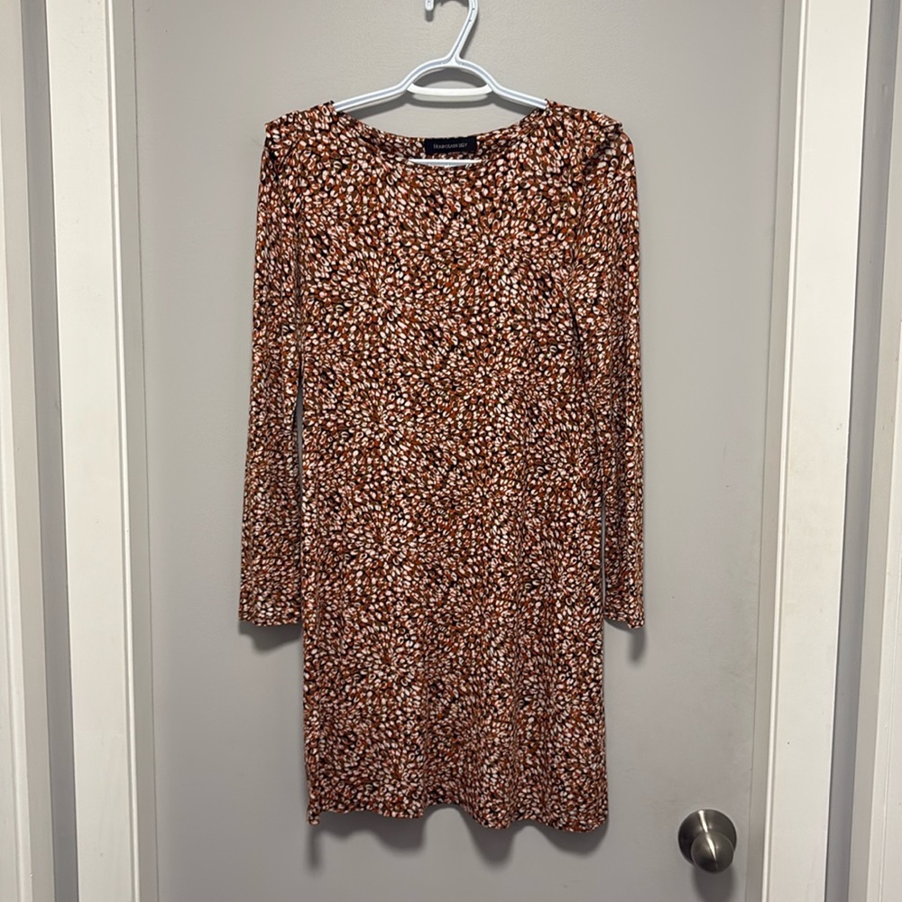 ☀️Frilly Sleeved Orange And Brown Blend Spotty Dress By Hourglass Lilly
